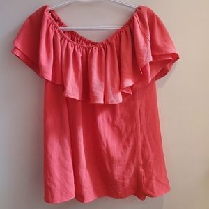 Coral Off-Shoulder Blouse
